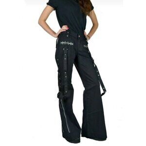 WOMEN'S GOTHIC PUNK EMO BONDAGE BLACK STRAPS GOTH ZIPPER ROCK STAR PANTS